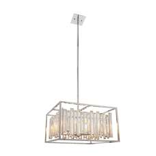 Acadia 6 Lights Crystal Details Ceiling Pendant Light In Chrome - UK