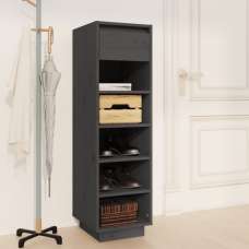 Acasia Pine Wood Shoe Storage Cabinet In Grey - UK