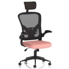 Accord Fabric Office Chair With Folding Arms In Shrimp - UK