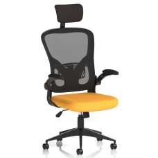 Accord Fabric Office Chair With Folding Arms In Senna Yellow - UK