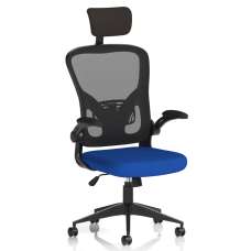 Accord Fabric Office Chair With Folding Arms In Stevia Blue - UK