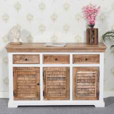 Accra Solid Mango Wood Sideboard With 3 Doors 3 Drawers In Oak - UK