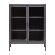 Accra Steel Display Cabinet With 2 Doors In Grey - UK