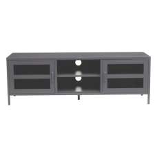 Accra Steel TV Stand With 2 Doors 1 Shelf In Grey - UK