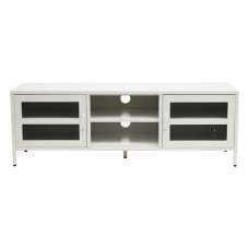 Accra Steel TV Stand With 2 Doors 1 Shelf In White - UK