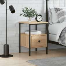 Achava Wooden Bedside Cabinet With 1 Drawer In Sonoma Oak - UK