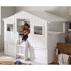 Acorn Wooden Treehouse Midsleeper Bunk Bed And Storage In White - UK