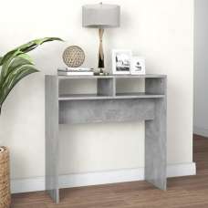 Acosta Wooden Console Table With 2 Shelves In Concrete Effect - UK