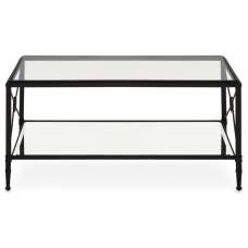 Acox Rectangular Clear Glass Top Coffee Table With Black Frame - UK