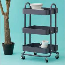 Acre Metal 3 Shelves Serving Trolley In Grey - UK