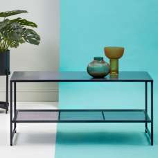 Acre Metal Coffee Table With Open Mesh Shelf In Black - UK