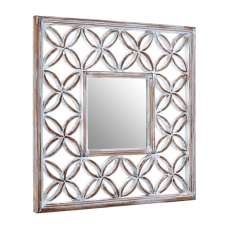 Actora Lattice Frame Wall Bedroom Mirror In Antique White - UK