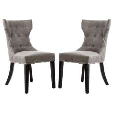 Adalinise Grey Leather Dining Chair With Wooden Legs In A Pair - UK