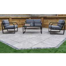 Adana Aluminium Garden Sofa Set With Coffee Table In Grey - UK