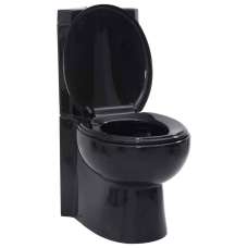 Adel Black Close Coupled Corner Toilet - Soft Close Seat - UK