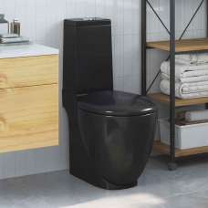 Ada Black Close Coupled Toilet With Vertical Outlet - Soft Close Seat - UK