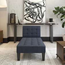 Adel Linen Fabric Lounge Chaise Chair In Blue - UK