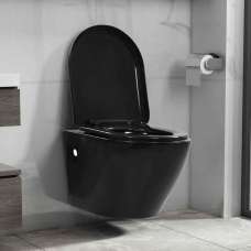 Adel Black Rimless Wall Hung Toilet - Soft Close Seat - UK