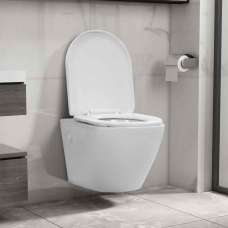 Adel White Rimless Wall Hung Toilet - Soft Close Seat - UK