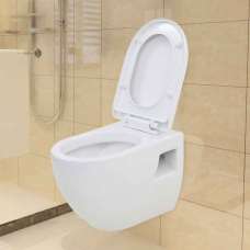Adel White Wall Hung Toilet - Soft Close Seat - UK
