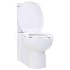 Adel White Close Coupled Corner Toilet - Soft Close Seat - UK