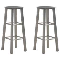 Adelia Anthracite Wooden Bar Stools With Steel Frame In A Pair - UK