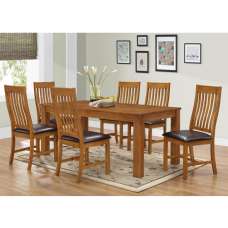 Aderes Wooden Dining Set With 6 Chairs In Walnut - UK