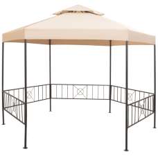 Adica Fabric Garden Gazebo Hexagonal In Beige - UK