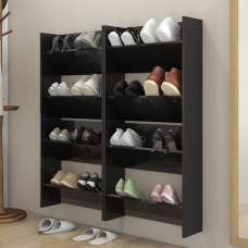 Adkins High Gloss Wall Mounted Shoe Storage Rack In Black - UK
