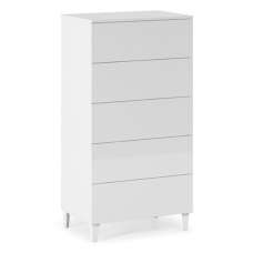 Adonia Wooden Chest Of 5 Drawers In White - UK