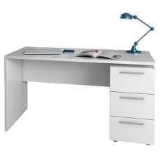 Adonia Wooden Laptop Desk With 3 Drawer In White - UK