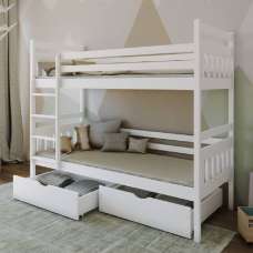 Adrian Wooden Bunk Bed With Bonnell Mattress In Matt White - UK
