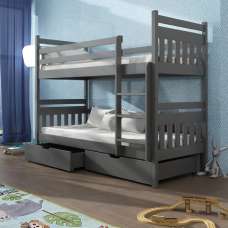 Adrian Wooden Bunk Bed With Foam Mattress In Graphite - UK