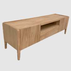 Adrian Wooden TV Stand With 2 Doors And 1 Drawer In Natural - UK