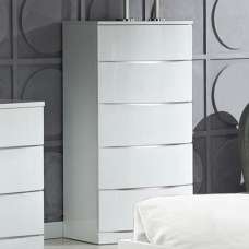 Aedos High Gloss Chest Of 5 Drawers White - UK