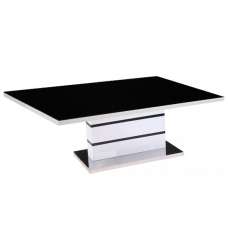Aelia Black Glass Top Coffee Table With High Gloss White Base - UK