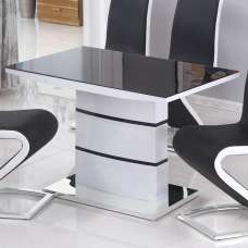 Aelia Black Glass Top Dining Table With White High Gloss Base - UK