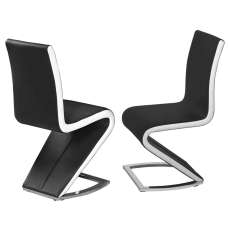 Aelia Black White PU Leather Dining Chairs In Pair - UK