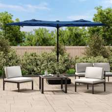 Aelia Fabric Double-Head Parasol In Azure Blue With LED Lights - UK