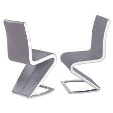 Aelia Grey White PU Leather Dining Chairs In Pair - UK