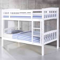 Aeryn Wooden Bunk Bed With Ladder In White - UK