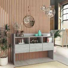Afton Wooden Console Table With 3 Drawers In Concrete Grey - UK