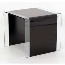 Afya Glass Square Lamp Table In Black And Clear - UK