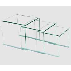 Afya Glass Square Nest Of 3 Tables In Clear - UK