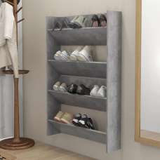 Agim Wooden Shoe Storage Rack With 4 Shelves In Concrete Effect - UK