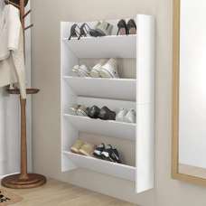 Agim Wooden Shoe Storage Rack With 4 Shelves In White - UK