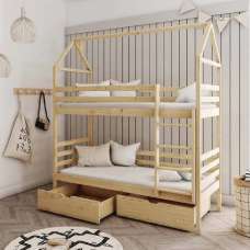 Agnano Wooden Bunk Bed With Bonnell Mattress And Storage In Pine - UK