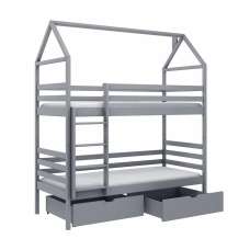 Agnano Wooden Bunk Bed Without Mattress And Storage In Grey - UK