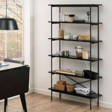 Agoura Wooden Bookcase With 5 Shelves In Black - UK