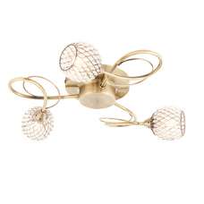 Aherne 3 Lights Glass Semi Flush Ceiling Light In Antique Brass - UK